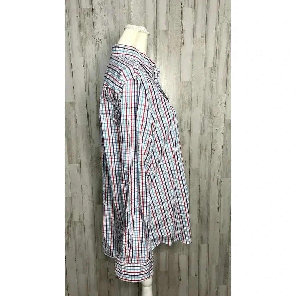 Banana Republic‎ Men's Size Large 16-16.5 Slim Fit Multicolor Plaid Dress Shirt